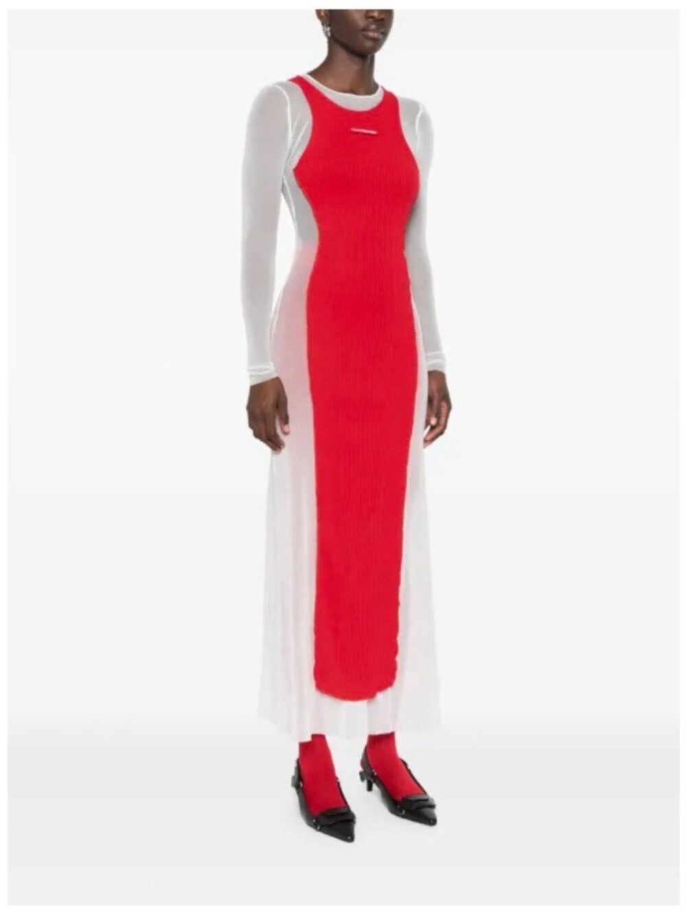 Jean Paul Gaultier Red & White Sheer Maxi Dress - NEW - Picture 3 of 4
